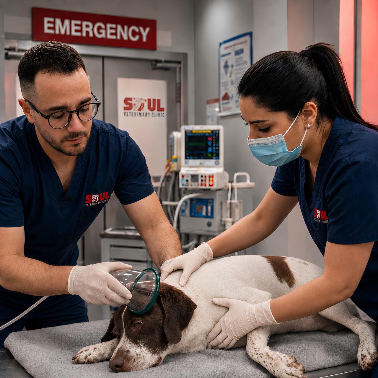 Soul Vet Ajman Emergency Team Examining Pet